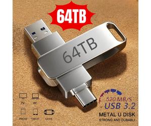 Nouvelles clés USB 3.2 de 16 To à transfert haute vitesse, clé USB métallique, carte mémoire, disque flash, mémoire, stick étanche 2026