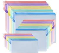 Nouvelles Couleurs des Macarons Pochette Document Zippée A4+A5+A6, 30 Pièces Pochette Rangement Fermeture, PVC Imperméable Transparentes, Zippée Maille pour École, Bureau, Papier, Cosmétiques,Voyage
