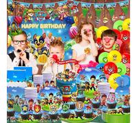 Nouvelles décorations de fête d'anniversaire Paw Patrol, assiettes en papier, gobelets, serviettes, nappe, vaisselle, fournitures de fête d'anniversaire Paw Patrol red number 8
