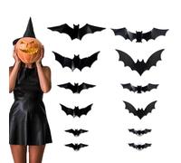 Nouvelles décorations d'halloween en Forme de Chauve-Souris 3D à LED Violettes | Lot de 12 Chauves-Souris Lumineuses 3D pour Halloween, décorations phosphorescentes à Faire soi-même pour fenêtre