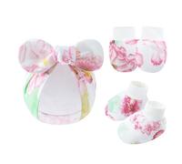 NOUVELLES ENSIGNATION ENSIMITÉ ENSEMBLE COTTON ANTI SCRACK HAT Avec Des Mitaines Et Chaussettes Présentent Un Ensemble De Bébé Gants En Tissu Gants En Tissu Adaptation À La Peau Douce