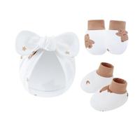 NOUVELLES ENSIGNATION ENSIMITÉ ENSEMBLE COTTON ANTI SCRACK HAT Avec Des Mitaines Et Chaussettes Présentent Un Ensemble De Bébé Gants En Tissu Gants En Tissu Adaptation À La Peau Douce