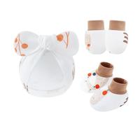NOUVELLES ENSIGNATION ENSIMITÉ ENSEMBLE COTTON ANTI SCRACK HAT Avec Des Mitaines Et Chaussettes Présentent Un Ensemble De Bébé Gants En Tissu Gants En Tissu Adaptation À La Peau Douce