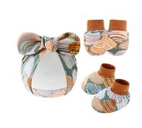 NOUVELLES ENSIGNATION ENSIMITÉ ENSEMBLE COTTON ANTI SCRACK HAT Avec Des Mitaines Et Chaussettes Présentent Un Ensemble De Bébé Gants En Tissu Gants En Tissu Adaptation À La Peau Douce