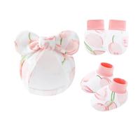 NOUVELLES ENSIGNATION ENSIMITÉ ENSEMBLE COTTON ANTI SCRACK HAT Avec Des Mitaines Et Chaussettes Présentent Un Ensemble De Bébé Gants En Tissu Gants En Tissu Adaptation À La Peau Douce