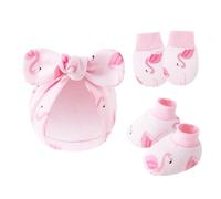 NOUVELLES ENSIGNATION ENSIMITÉ ENSEMBLE COTTON ANTI SCRACK HAT Avec Des Mitaines Et Chaussettes Présentent Un Ensemble De Bébé Gants En Tissu Gants En Tissu Adaptation À La Peau Douce