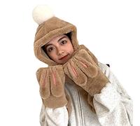 Nouvelles Femmes Élégantes Oreilles De Lapin Dessin Animé Casquette en Polyester d'hiver Épaissie avec des Gants 'écharpe Chapeau Une Pièce pour Les Filles Ensemble 'écharpe Chapeau