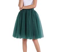 Nouvelles Femmes Jupes Longueur Genou Longue Adulte Tutu Couches Courte Bal fête Jupe mi Longue Army Green L