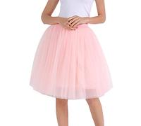 Nouvelles Femmes Jupes Longueur Genou Longue Adulte Tutu Couches Courte Bal fête Jupe mi Longue Rose Gold M