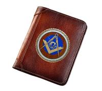 NOUVELLES HOMMES SUPPORTS DE CUIR VOLICATIQUE, SYMBOLES SYMBOLES SYMBOL HIGHTACY TRIFOLD SLIM VINTAGE SUPPORTEUR COURT, Porte-cartes maçonniques Purseurs de luxe Mâle de luxe portefeuille, style38
