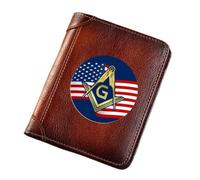 NOUVELLES HOMMES SUPPORTS DE CUIR VOLICATIQUE, SYMBOLES SYMBOLES SYMBOL HIGHTACY TRIFOLD SLIM VINTAGE SUPPORTEUR COURT, Porte-cartes maçonniques Purseurs de luxe Mâle de luxe portefeuille, symbole AG