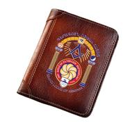 NOUVELLES HOMMES SUPPORTS DE CUIR VOLIQUE MENSE, franc-maçon Symbole Haut-capacité Trifold Slim Vintage court portefeuille, porte-cartes maçonniques Purseurs de luxe Mâle de luxe portefeuille, style7