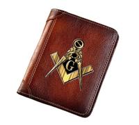 NOUVELLES HOMMES SUPPRIMANTS DE CUIR VOLINE, SYMBOLES SYMBOLES SYMBOL HIGHTACY TRIFOLD SLIM VINTAGE SUPPORT COURT, Porte-cartes maçonniques Purseurs de luxe Mâle de luxe portefeuille, Style29