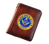 NOUVELLES HOMMES VÉLICULES VOLIQUES CUIR, franc-maçons Symbole Haut-capacité Trifold Slim Vintage court portefeuille, porte-carte maçonnique Purs à main de luxe Male Gift Wallet, Ag Symbole 6