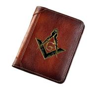 NOUVELLES HOMMES VÉLIORES VÉLICATIONNES en cuir, francs-maçons Symbole Haut-capacité Trifold Slim Vintage court portefeuille, porte-carte maçonnique porte-sac de luxe Male Gift Wallet, AG Symbole 13
