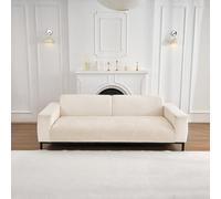 Nouvelles housses de canapé en chenille - Housse de canapé universelle 1 2 3 4 places, Housse de canapé antidérapante, Housse de canapé en forme de L Protecteur de meuble pour le salon (Beige Blanc)