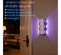 Nouvelles lampes murales magnétiques, lampes de nuit rechargeables par USB et lampes murales à capteur intelligent, présentant un design de style avec six ampoules LED pour l'éclairage d'ambiance. Cho
