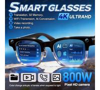 Nouvelles lunettes intelligentes 800W avec caméra Pixel 2026 pour hommes, enregistrement vidéo, reconnaissance photo IA, appel Bluetooth, traduction vocale, lunettes de soleil pour homme Black sunglas