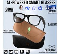 Nouvelles lunettes intelligentes HD5-ultra AI avec traduction en temps réel, caméra 800W pixels, enregistrement photo et vidéo, batterie 300 mAh, lunettes intelligentes 2026 Dark brown