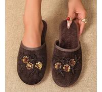Nouvelles pantoufles à la mode faites main avec perles, convenant pour le port intérieur et extérieur EUR36,EUR37,EUR38,EUR39,EUR40,EUR41PlantesÉtoffe