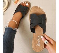 Nouvelles pantoufles pour femmes, sandales décontracté à enfiler à la mode, mules confortables de style romain, sandales plates gaufrées noires/beiges/marron, sandales compensées désert élégantes fran