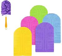 Nouvelles recharges de plumeau électrostatique à 360 °, poignées de plumeau réutilisables en Microfibre, plumeaux Plats Multi-Surfaces Robustes, Meubles de Nettoyage, Poils d'animaux (5pcs)