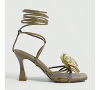Nouvelles sandales à talons carrés épais et fleurs vertes d'été, mode et élégantes pour femmes EUR36,EUR37,EUR38,EUR39,EUR40,EUR41Animal