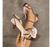 Nouvelles sandales à talons hauts élégantes pour femmes, mode printemps/été, bout carré, talon fin, motif floral, sexy, bout ouvert, pour soirées et défilés de mode EUR35,EUR36,EUR37,EUR38,EUR39,EUR40