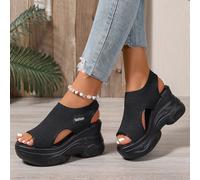 Nouvelles sandales d'été pour femmes à semelle épaisse, sandales pour femmes à élastique polyvalent, sandales élégantes pour femmes à talon haut, sandales respirantes et confortables pour femmes en ma