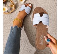 Nouvelles sandales mode printemps/été en H pour femmes, sandales romaines décontractées de style célébrité avec sangle, tongs plates embossées noires/beiges/marron pour plage, recommandées par les inf