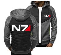 Nouvelles Vestes pour Hommes pour Mass Effect N7 Sweats à Capuche décontractés Sweat à Capuche léger zippé Vêtements d’extérieur pour Hommes-Dark Grey B||XL