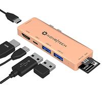 NOV8Tech USB C Hub Adaptateur HDMI 7-en-2 Mini Dongle pour Gold MacBook Air 2020 M1 2019 2018, Dock Station Dock, UHS-II SD/Micro SD Reader, Thunderbolt 3 100W Power Delivery, USB C Data, 2X USB 3.0