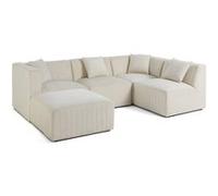 Nova - canapé modulable d'angle droit - 5 places - avec pouf d'appoint - en velours - Beige Beige