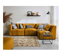 Nova - canapé modulable d'angle droit - 5 places - avec pouf d'appoint - en velours - Jaune Jaune G