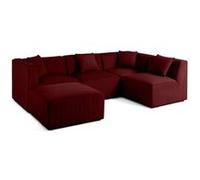 Nova - canapé modulable d'angle droit - 5 places - avec pouf d'appoint - en velours - Rouge Rouge G