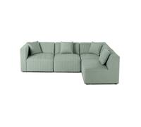 Nova - canapé modulable d'angle droit - 5 places - en velours - Bleu Bleu G