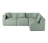 Nova - canapé modulable d'angle droit - 5 places - en velours - Bleu Bleu G