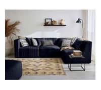 Nova - canapé modulable d'angle droit - 5 places - en velours - Bleu marine