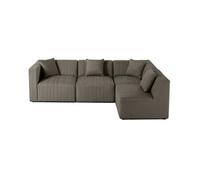 Nova - canapé modulable d'angle droit - 5 places - en velours - Gris