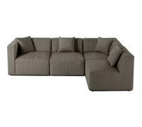 Nova - canapé modulable d'angle droit - 5 places - en velours - Gris Gris G