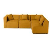 Nova - canapé modulable d'angle droit - 5 places - en velours - Jaune Jaune G