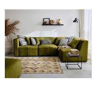 Nova - canapé modulable d'angle droit - 5 places - en velours - Vert Olive