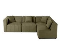 Nova - canapé modulable d'angle droit - 5 places - en velours - Vert
