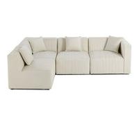 Nova - canapé modulable d'angle gauche - 5 places - en velours - Beige Beige G