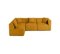 Nova - canapé modulable d'angle gauche - 5 places - en velours - Jaune