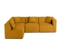 Nova - canapé modulable d'angle gauche - 5 places - en velours - Jaune Jaune G