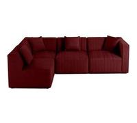 Nova - canapé modulable d'angle gauche - 5 places - en velours - Rouge Rouge G