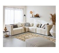 Nova - canapé modulable d'angle réversible - 6 places - avec pouf d'appoint - en velours - Beige