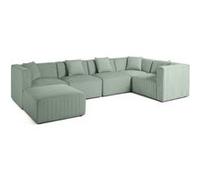Nova - canapé modulable d'angle réversible - 6 places - avec pouf d'appoint - en velours - Bleu