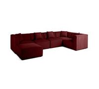 Nova - canapé modulable d'angle réversible - 6 places - avec pouf d'appoint - en velours - Rouge